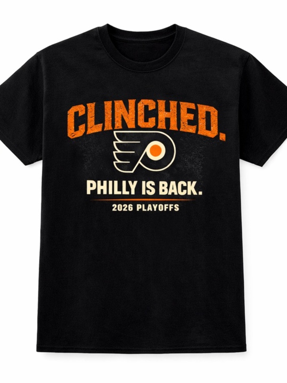 Gildan Black Tee with Orange & Cream 'CLINCHED.' Graphic S-5xl